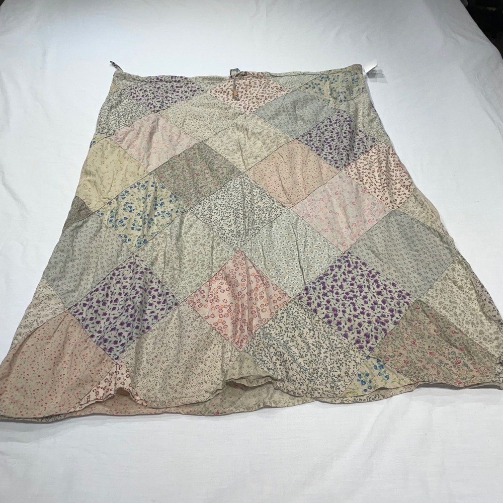 Blue Sky Cotton Patchwork Floral Maxi Skirt Womens Small Boho Cottagecore Ditsy